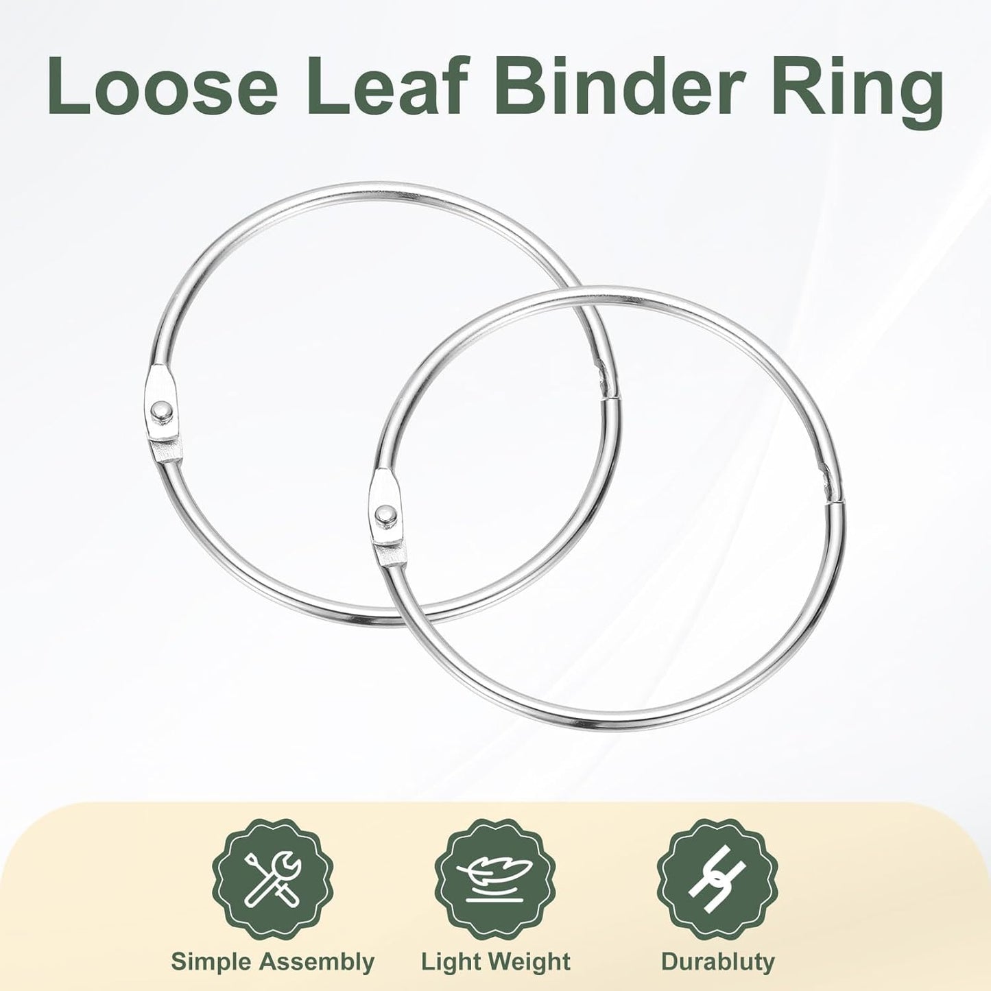 PATIKIL 2.5" x 2.8" Loose Leaf Binder Rings, 30 Pcs Metal Book Rings Nickel Keychain Ring for Paper Index Cards Flash Card Notebook Rings Office Home Book Binder, Silver Tone