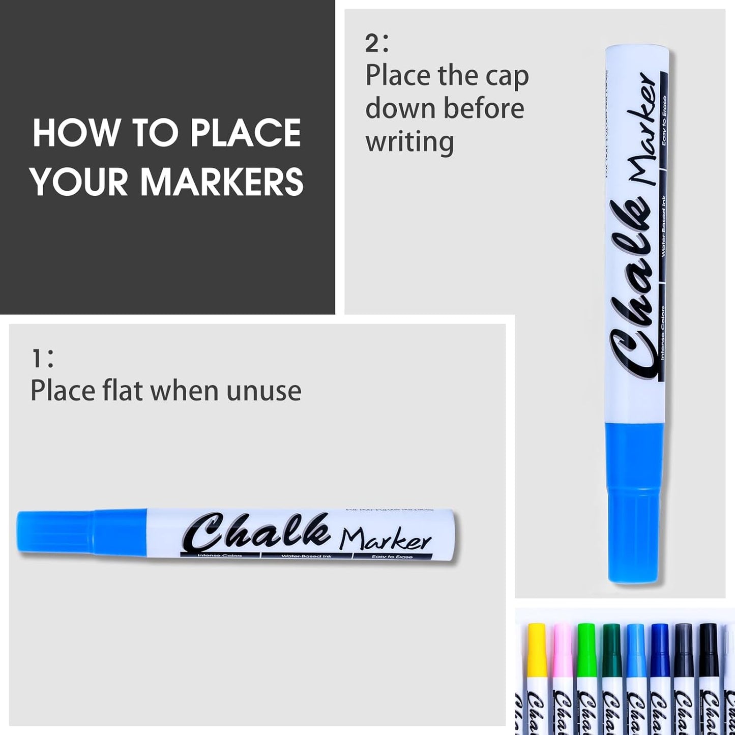 Volcanics 12 Pack Liquid Chalk Markers – 12 Bright Colors – Round Tip Wet Erase, Dust-Free, Non-Toxic, Kid-Safe Chalk Pens for Chalkboards, Glass, Windows, LED Signs