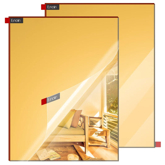 Enoin 2pcs 12 x 16 inch Gold Acrylic Sheet - Cut to Size Plexiglass Sheets 1/8 inch Thick, Small Wall Mirrors for Wall Decor DIY Craft Acrylic Sign