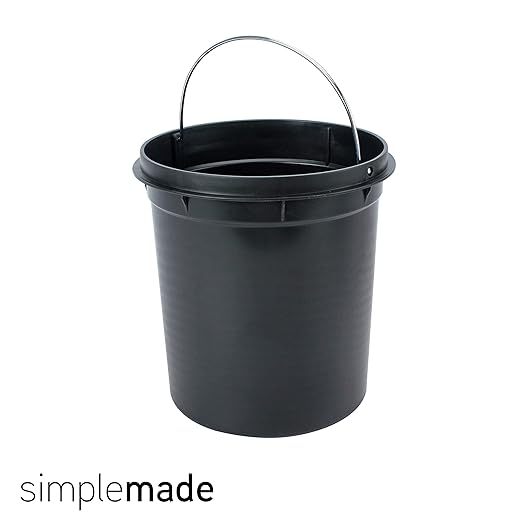 SIMPLEMADE Round Step Trash Can - 5 Liter / 1.3 Gallon - Stainless Steel Bathroom Wastebasket, Small Metal Can with Lid, White