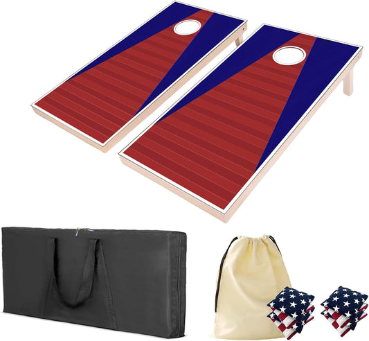 4×2FT Cornhole Board Set,Wooden Corn Hole Games for Adults Bean Bag Toss Game Set, with Corn Hole Bags Set 8,2 Cornhole Boards and a Carrying Case for Wedding/Party/Outdoor/Hiking/Yard