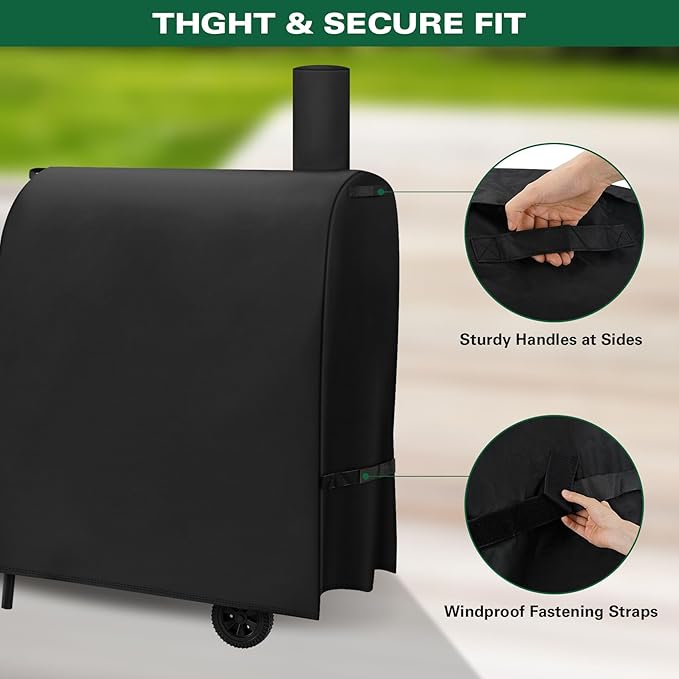 Heavy Duty 600D Grill Cover Fits for Royal Gourmet CC1830FC 30-Inch Charcoal Barrel Grill with Offset Smoker Grill Cover