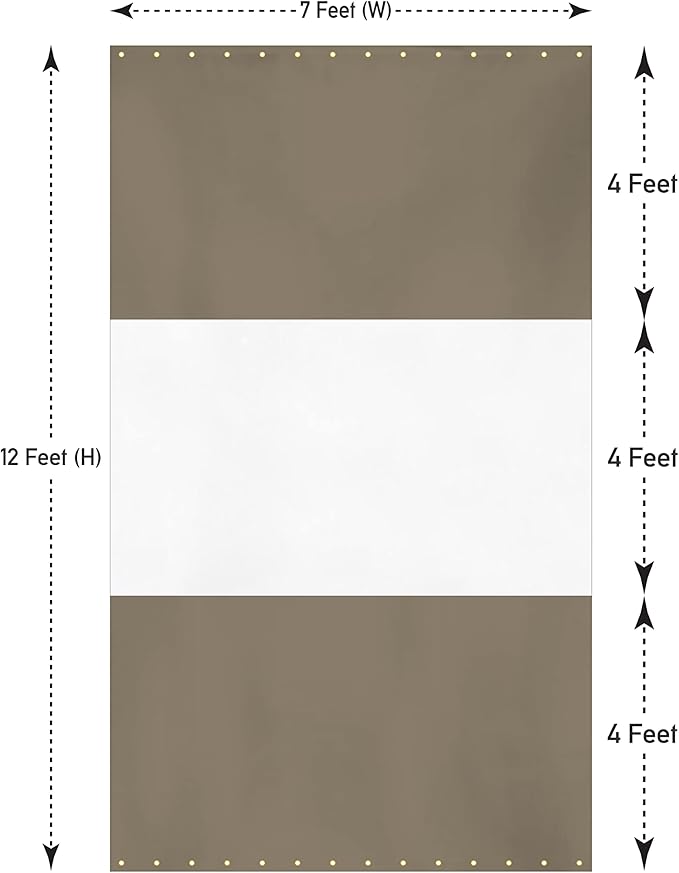 Covers & all Outdoor Clear Panel Curtain, 12 oz Vinyl Outdor Curtains for Patio, Waterproof & Weather Resistant Tarp with Brass Grommets for Pergola, Porch, Gazebos, Balcony (12' H x 7' W, Beige)