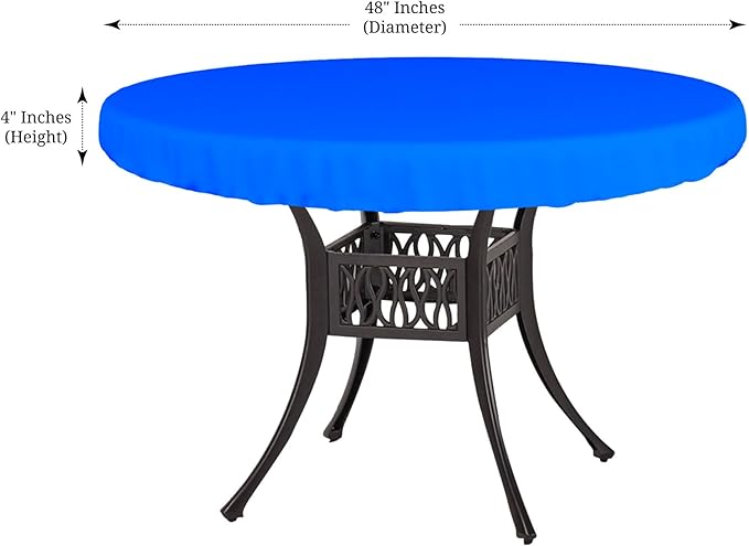 Covers & All Round Table Top Cover, 18 Oz Heavy Duty Waterproof UV & Weather Resistant Patio Table Cover, Outdoor Table Cover for Patio Outdoor Furniture & Coffee Table (48" Diameter x 4”H, Blue)