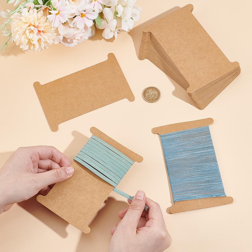 PH PandaHall 50pcs Ribbon Storage Organizer Cardboard Ribbon Spools Embroidery Floss Bibbon for Thread Holder Empty Yarn Bobbin for Cotton Thread Cross Stitch Craft DIY Sewing 5x3.5 Inch