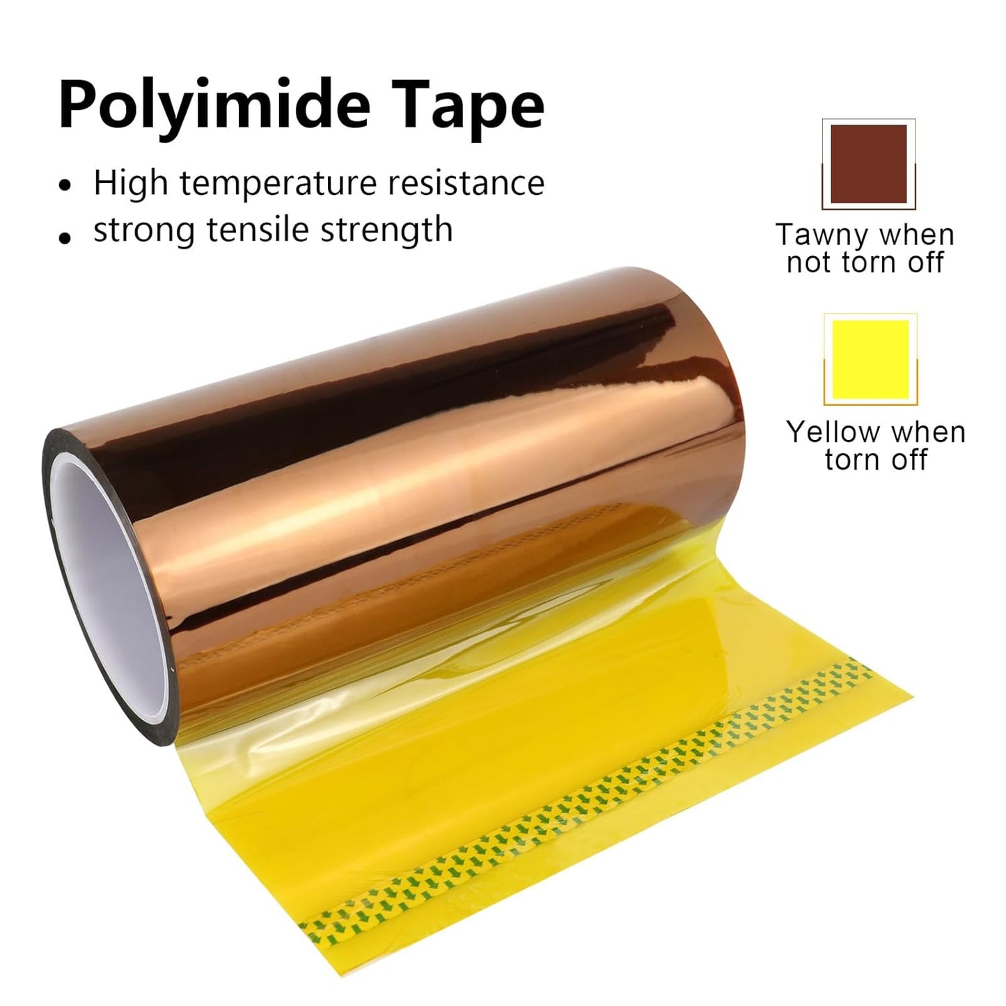 BOMEI PACK Polyimide Tape, 1 Pack High-Temperature Resistant Tape 8inch x 33m(108ft), No Residue Heat-Resistant Tape for Electric Task, 3D Printing, Soldering, Sublimation, Masking Sealer Machine