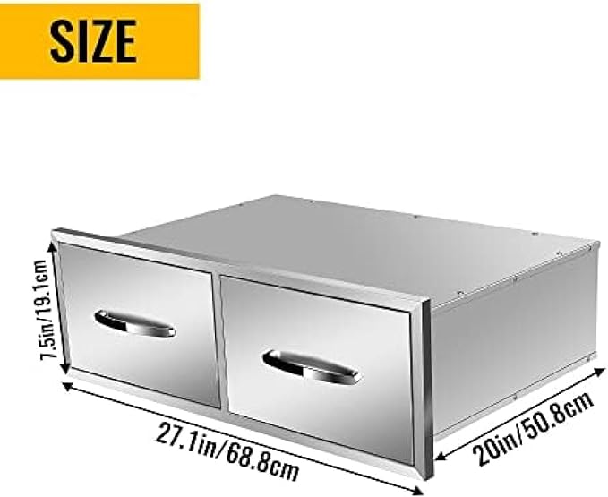 Stainless Steel Outdoor Kitchen Drawers - 3-Drawer BBQ Drawer, Built-in, Flush Mount - 30Wx20Dx10H