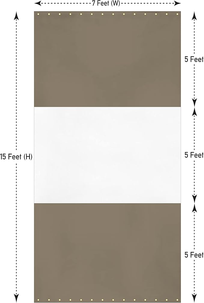 Covers & all Outdoor Clear Panel Curtain, 12 oz Vinyl Outdor Curtains for Patio, Waterproof & Weather Resistant Tarp with Brass Grommets for Pergola, Porch, Gazebos, Balcony (15' H x 7' W feet, Beige)