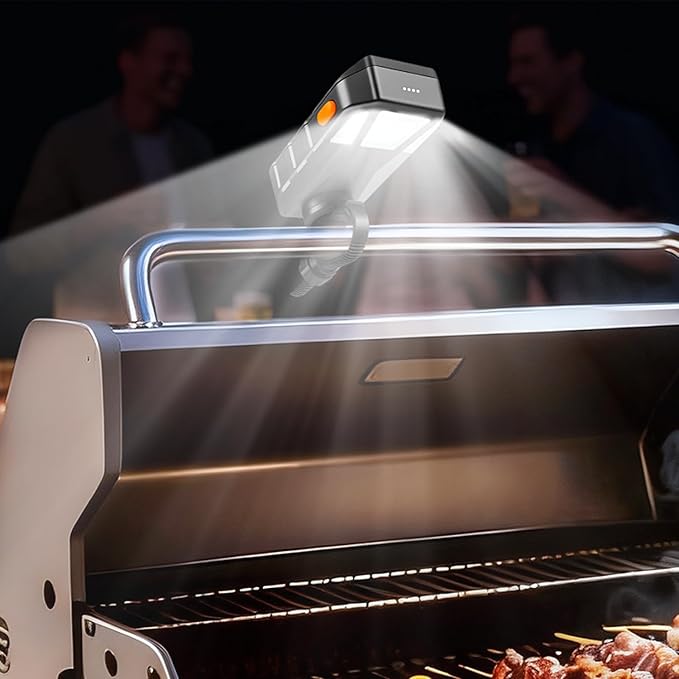 Grill Light for Blackstone Griddle & Weber Grill, Goldusk Rechargeable BBQ Lights with 160° Beam Automatic On/Off 2-Level Brightness Grilling Accessories for Outdoor Grill Gifts for Men Dad Husband