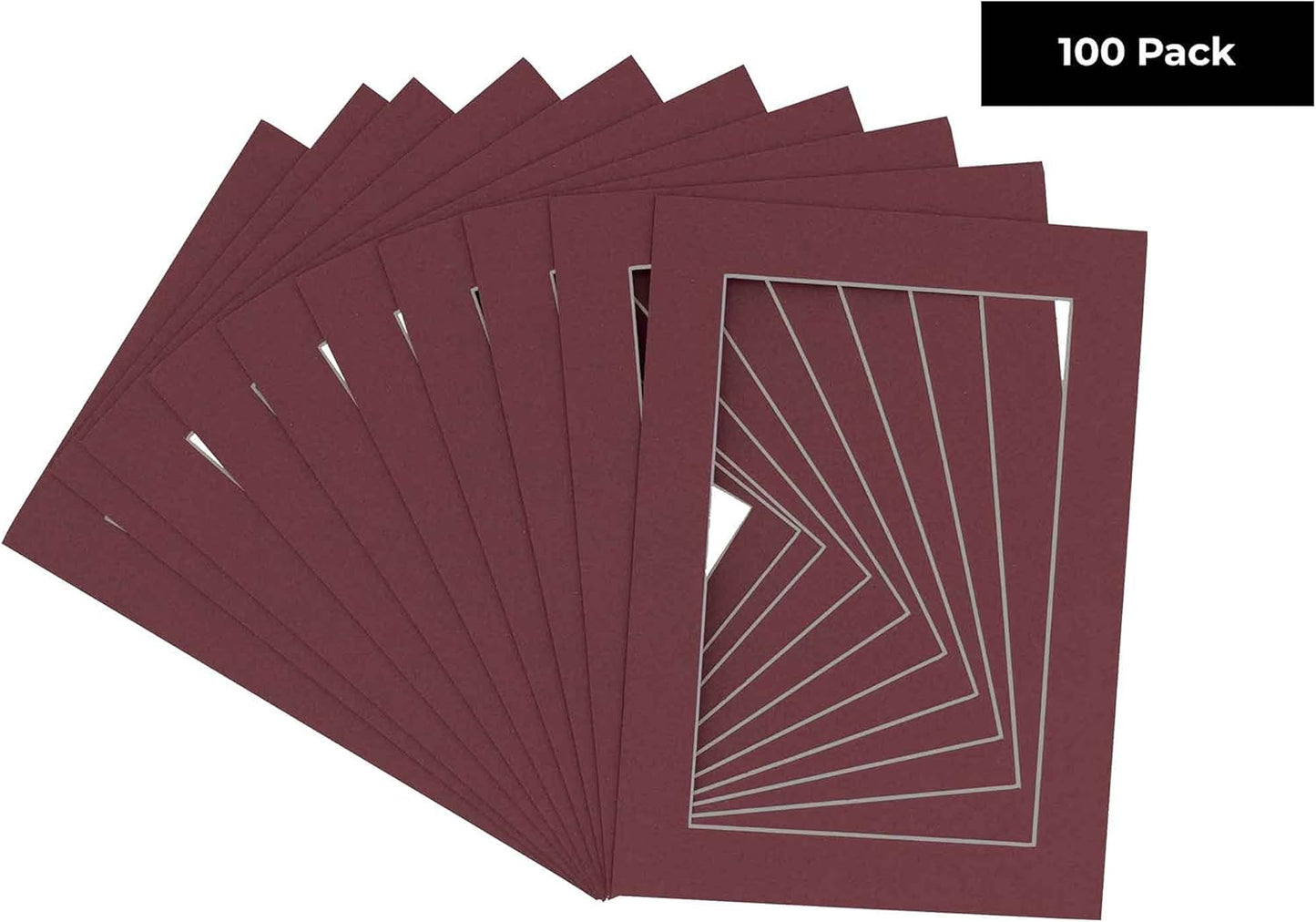 Poster Palooza 11x14 Mat for 8.5x11 Photo - Precut Maroon Picture Matboard for Frames Measuring 11 x 14 Inches - Bevel Cut Matte to Display Art Measuring 8.5 x 11 Inches - Acid Free Pack of 100 MATS