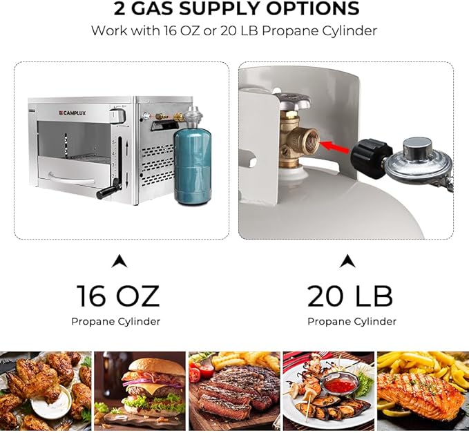 Camplux Propane Infrared Steak Grill,1600℉ Fast Efficient Heating Outdoor Portable Gas Grill with Vertical Cooking,Stainless Steel Single Burner Propane Gas Grill,Perfect for Steak,Ribeyes,Picnic,BBQ