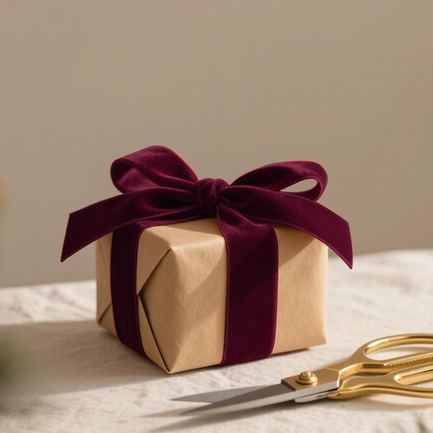 LaRibbons Thin Velvet Ribbon 1 Inch x 25 Yards, Burgundy Velvet Ribbon for Christmas Tree, Gift Wrapping, Wreath Bow, Outdoor Decoration