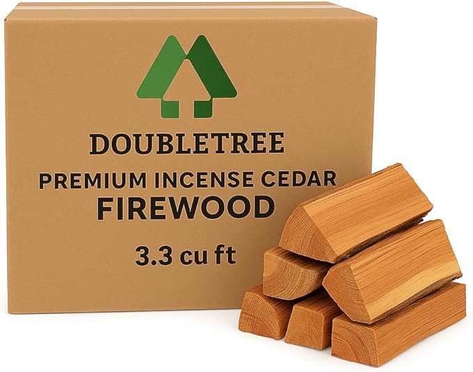 Double Tree - Kiln Dried Premium Incense Cedar Firewood (16inch Logs) (Includes Firestarter) (X Large 3.3 Cubic ft for Fireplace,Campfire,Wood Stove, Fire Pit, Split Wood Solo Stove or Breeo)