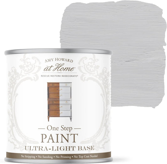 AMY HOWARD AT HOME Chalk-Based One Step Paint for Furniture, Cabinetry, Decor, Finish, and More | No Stripping, Sanding, or Priming | Ultra-Light Base | 32 Ounce | Luxe Gray