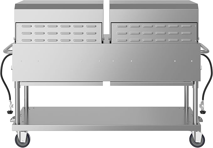 60 in. 8-Burner Commercial Outdoor Propane Gas Grill with 2 Roll Dome Covers in Stainless-Steel, ETL Listed (CGKIT6-D30D30)