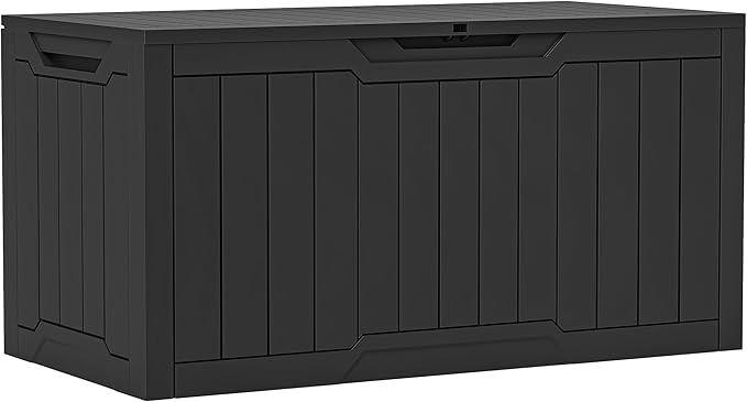 YITAHOME 100 Gallon Outdoor Storage Box, Large Water Resistant Resin Deck Box, Indoor Outdoor Lockable Storage Container for Patio, Garden, Cushions, Tools, Equipment (Black)