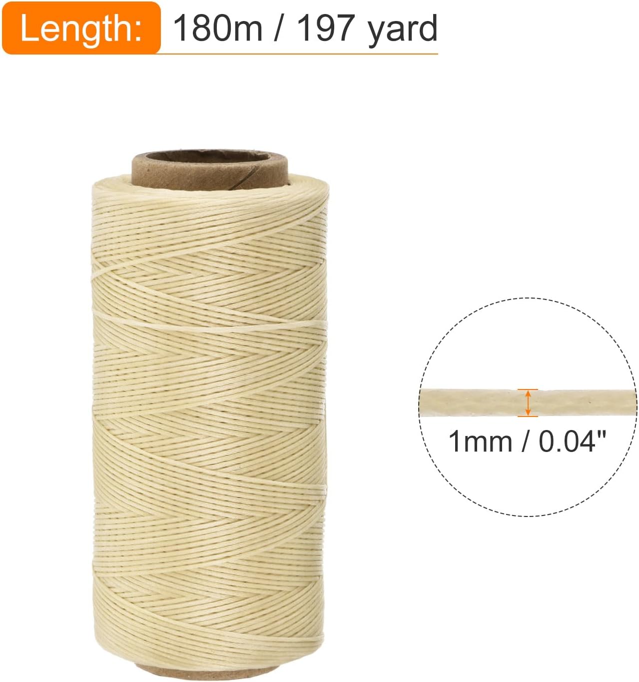 MECCANIXITY Waxed Thread,197 Yard 1mm 210D Flat Wax Thread Polyester Waxed String for Leather Sewing Hand Weaving Book Binding Home Decoration,Beige