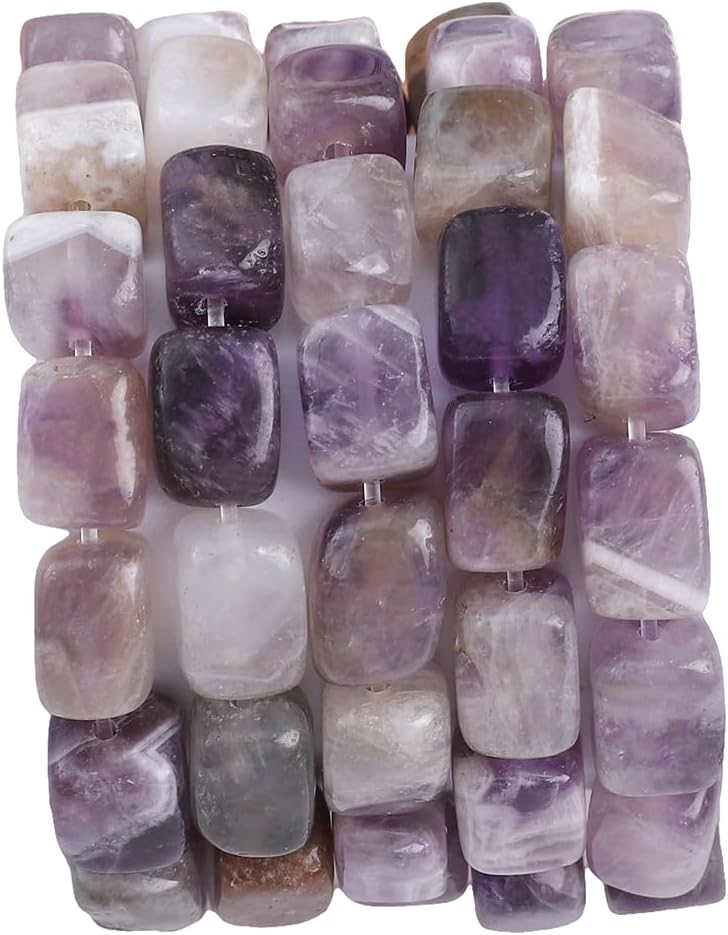 Natural Amethyst Cuboid Stone Loose Semi Gemstone Beads for Jewelry Making 8mmx12mm 38cm/Strand