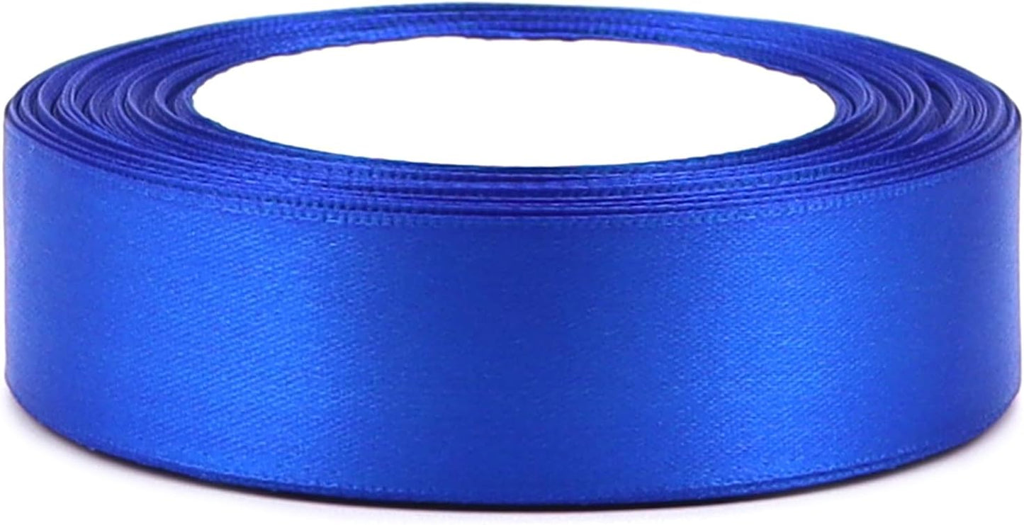 Blue Solid Satin Ribbon 1 Inch 25 Yards Solid Polyester Fabric Ribbon for Gift Wrapping Wedding Christmas Baby Shower Birthday Party Decoration Handmade Immortal Flower Craft