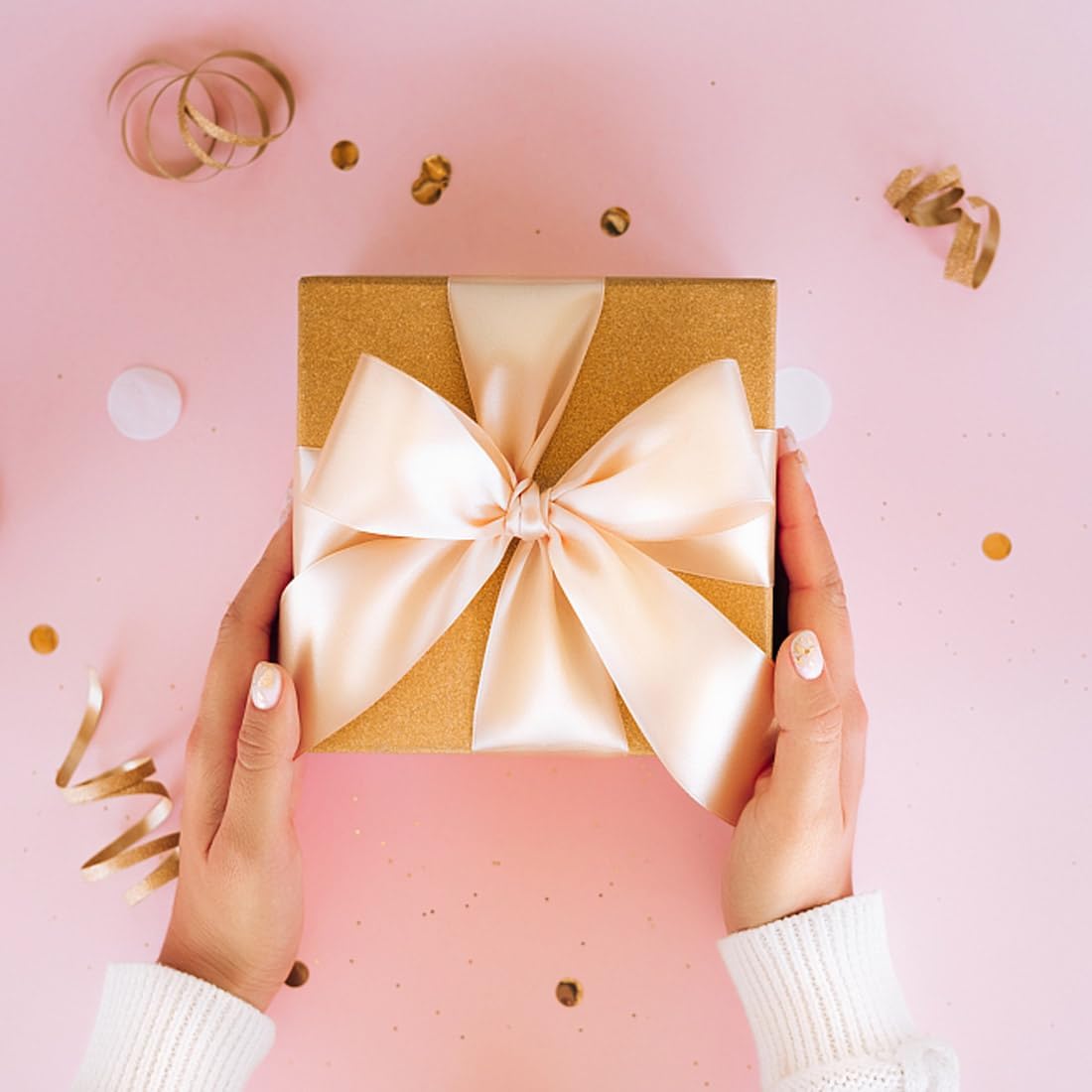 1" Width x 50 Yards Satin Fabric Ribbon, Yellow Ribbon Perfect for DIY Bows, Swags, Gift Wrapping, Craft, Flower Bouquet，Christmas and Party Decoration