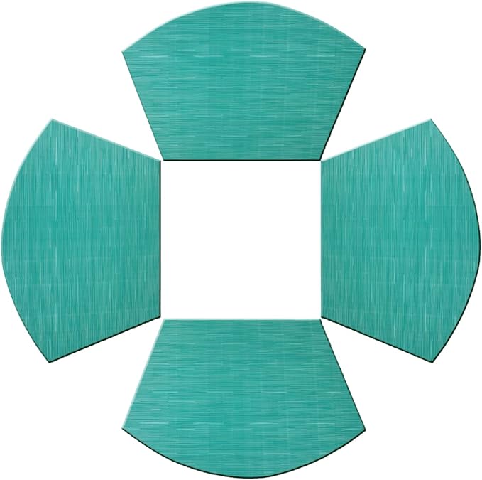 PIGCHCY Wedge Shaped Placemats for Dining Table Cross-Weave Washable Vinyl Placemat Heat Resistant Round Table Mats Set of 4 (Teal Blue)