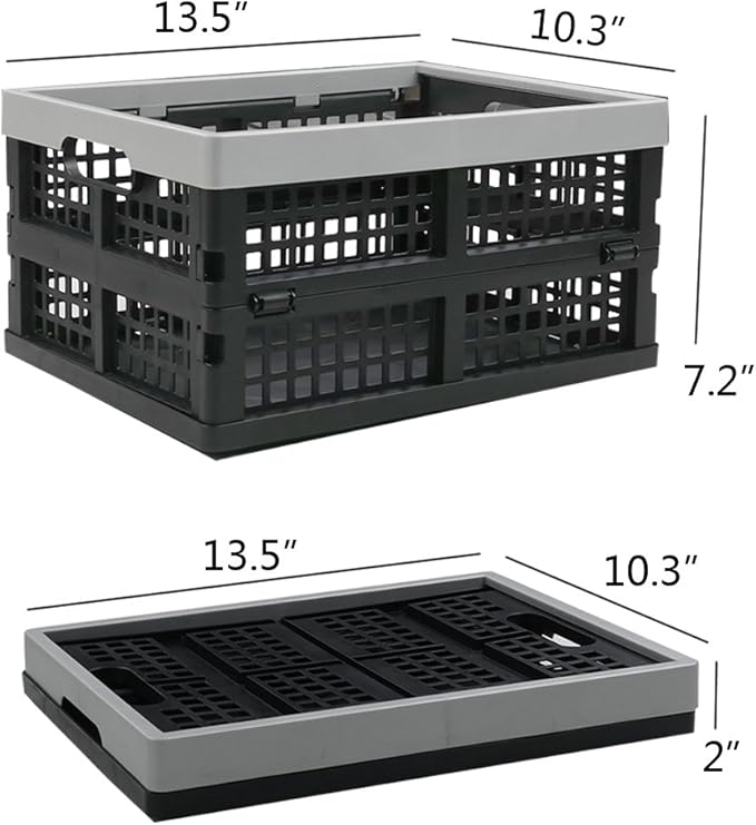 16-Liter Collapsible Storage Crates/Stackable Storage Container Basket, Set of 2