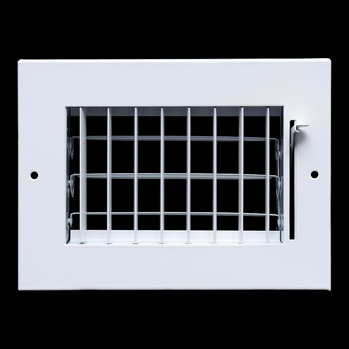 Fits 6x4 Duct Opening Steel Adjustable Air Supply Grille by Handua | Register Vent Cover Grill for Sidewall and Ceiling | White | Outer Dimensions: 7.75" X 5.75"