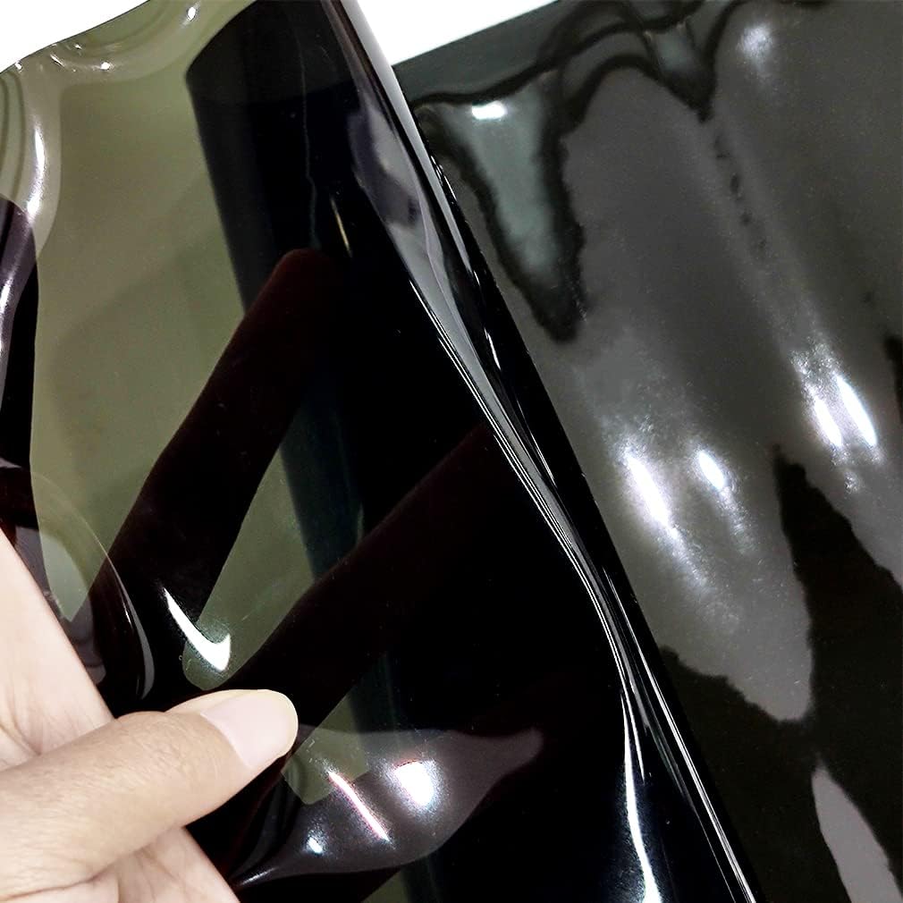 HYANG Solid Colors Transparent PVC Super Clear Holographic Vinyl 1 Roll 12" x 47" (30cm x 120cm) for DIY Bows Earrings Bags DIY Crafts Making (Black)