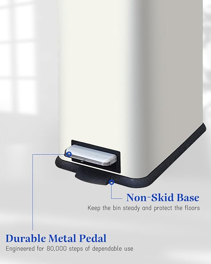 JM.YIPENG Bathroom Rubbish Bin, 5 Litre Cosmetic Bin, Small Waste Bin with Soft Close Lid, Bathroom Bin for Toilet, Bathroom, Bedroom, Living Room, White