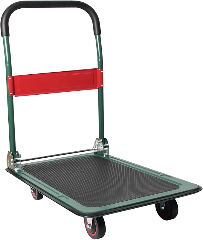 LEADALLWAY Foldable Push Cart Platform Cart (Green 330lbs, 28.7x18.5x32.3inches)