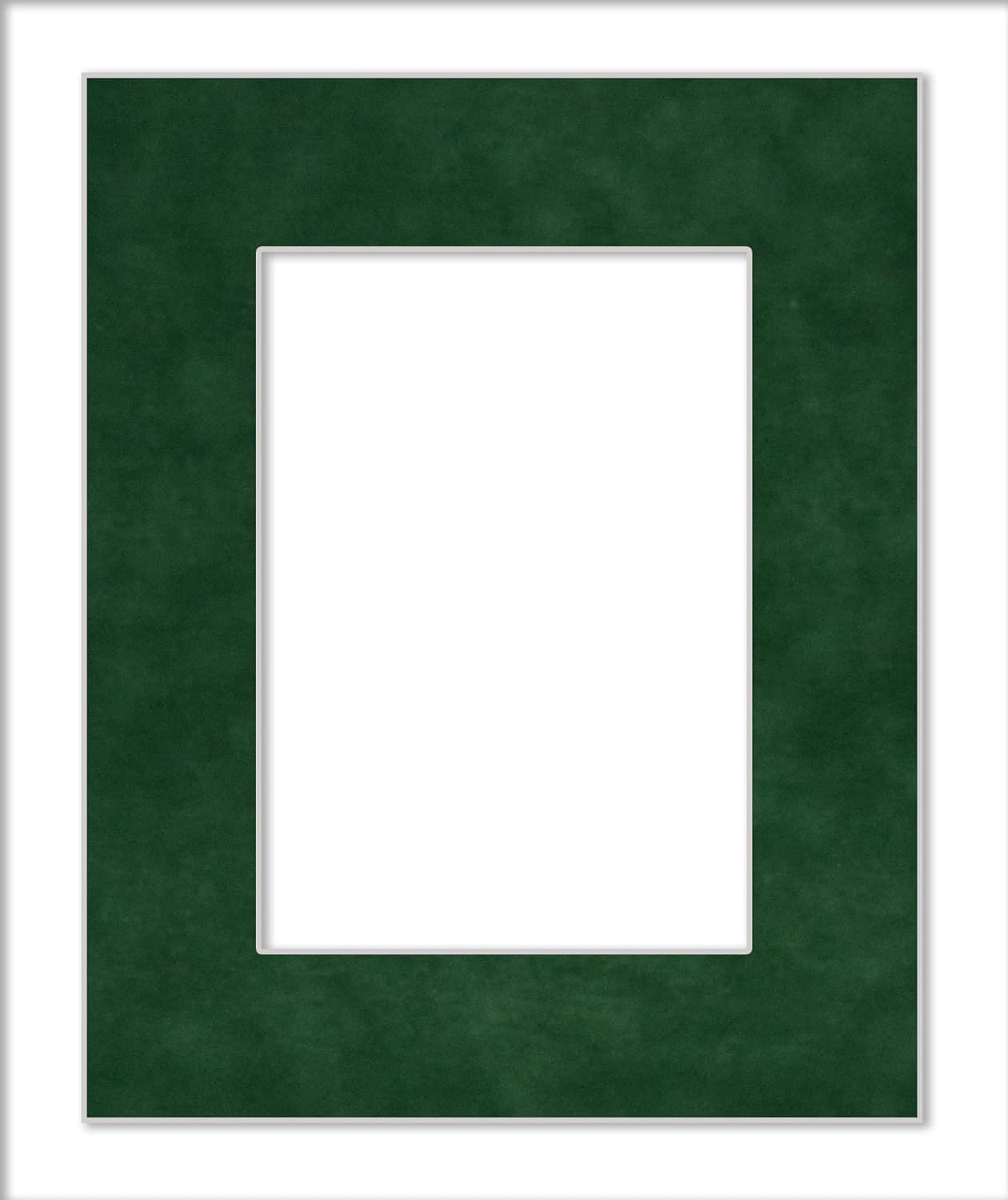 Pack of 25 Acid Free 11x14 Mats Bevel Cut for 8.5x11 Photos - Green Suede Precut Matboards With Backing Boards and Clear Photo Mat Bags For Pictures, Photos, Framing - 4-ply Thickness