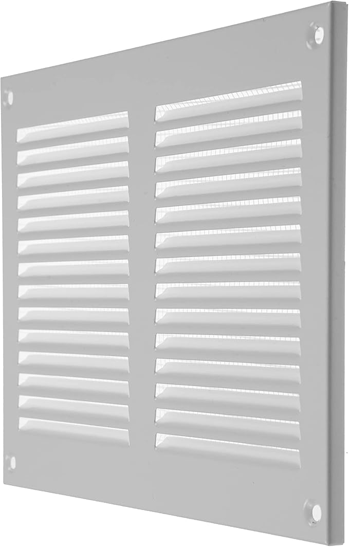 Repa Market 8x6 Inch Air Vent Cover/White Galvanized Steel Louvered Grill Cover with Mesh Screen/Wall or Ceiling Vent/Durable Flush Mount HVAC Register for Indoor and Outdoor Ventilation