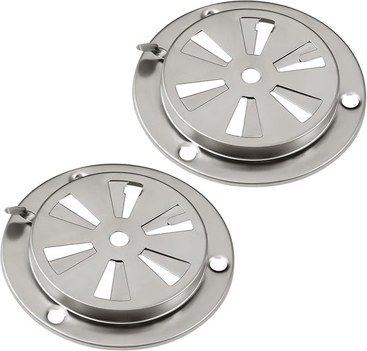BBQ Smoker Air Vent Set, 2 Pieces Stainless Steel Grill Damper for Increased Airflow, Replacement Parts for Grill, Stove and Smoker (2)