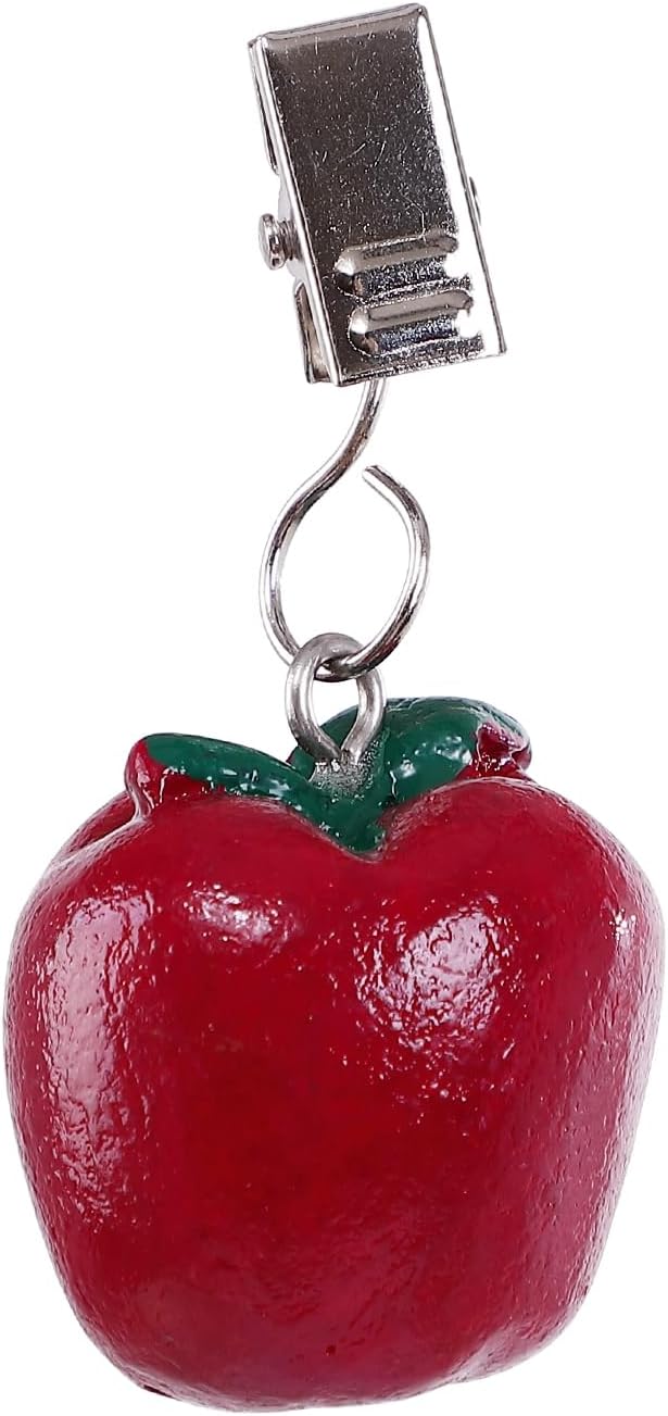 TwoFish Home Set of 4 Resin Red Apple Tablecloth Weights Clips Handicraft Red Apple Tablecloth Clamps Pack of 4
