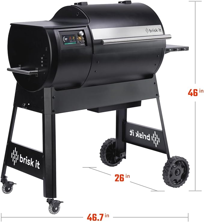 Brisk It Origin-580 Electric Wood Pellet Smoker Grill – A.I. Smart BBQ Grill with WiFi, 580 sq.in Cooking Area, 7-in-1 Outdoor Grill & Smoker, PID Controller (Up to 500°F), Meat Probe