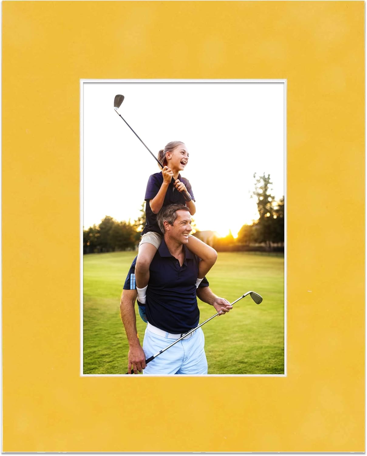 Pack of 25 Acid Free 11x14 Mats Bevel Cut for 8.5x11 Photos - Sunrise Yellow Suede Precut Matboards With Backing Boards and Clear Photo Mat Bags For Pictures, Photos, Framing - 4-ply Thickness