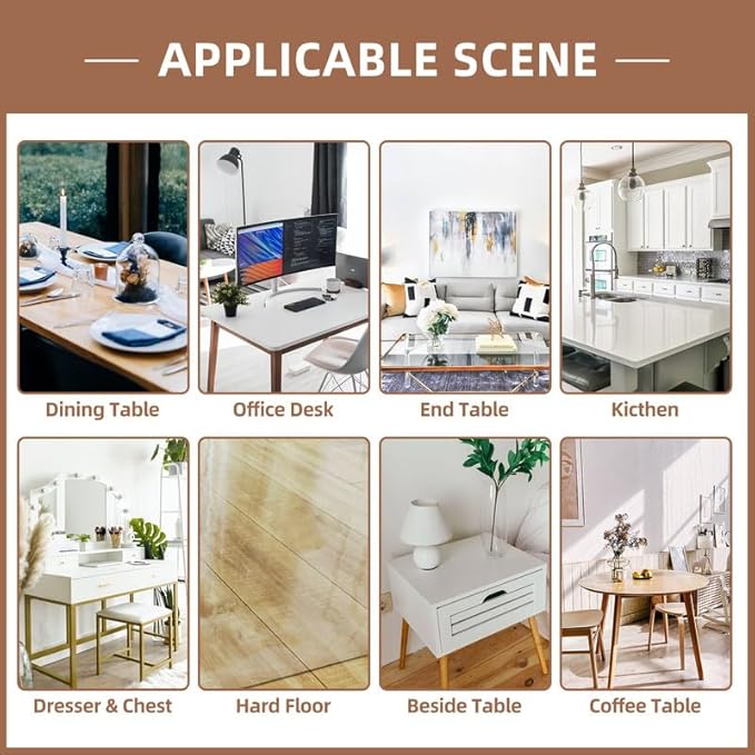 Warmstar Clear Table Cover Protector 40 x 120 Inch,1.5mm Thick Plastic Table Cover Rectangle,PVC Clear Table Protector,Desk Protector Mat for Kitchen, Dresser, Writing Desk，Dining Room Table