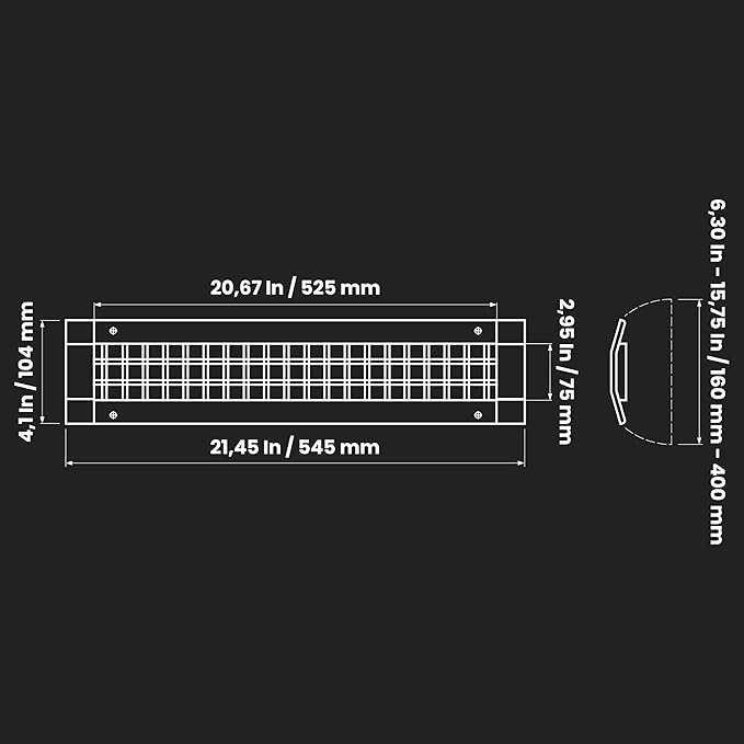 Repa Market 21" x 3" Inch Air Grille for Round Spiral Ducts - Adjustable Double Louvre Blade - Galvanized Ventilation Cover - Side Fit Round Surface Canal Ducting from 7" to 15.75" Inches
