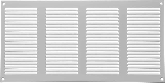Repa Market 2-Pack Air Vent Cover 16x8 Inch (Outer Dimensions) White Galvanized Steel Louvered Grill Cover with Mesh Screen/Wall or Ceiling Vent/HVAC Register for Indoor and Outdoor Ventilation