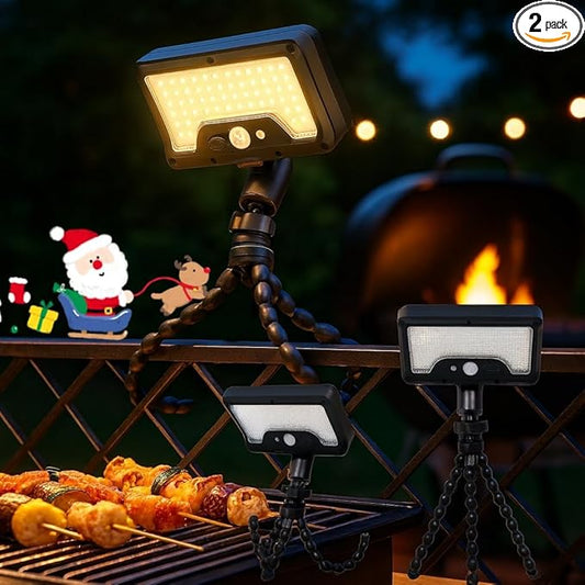 2 Pack Solar Grill Lights with 92 LEDs, 3 Motion Sensor Light Modes & Energy-Saving Desigh, 360° Adjustable Smoker BBQ Grill Accessories, Octopus Shaped, Grill Gifts for Him Her Parents Husbands