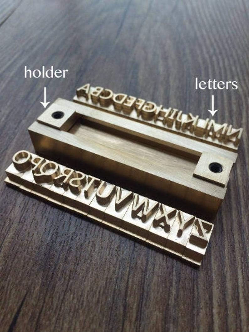 26 Interchangeable Alphabet & Number Mold Set with T-Slot Holder | Custom Brass Engraving Tools for Leather, Wood, Hot Foil Machines | DIY Symbol Dies, Stamping Imprint Templates (Set D)