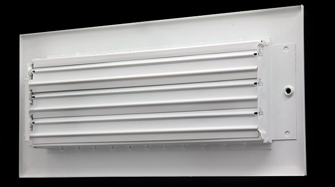 HVAC Premium 24"w X 8"h Adjustable AIR Supply Diffuser - HVAC Vent Cover Sidewall or Ceiling - Grille Register - High Airflow - White [Outer Dimensions: 25.75"w X 9.75"h]