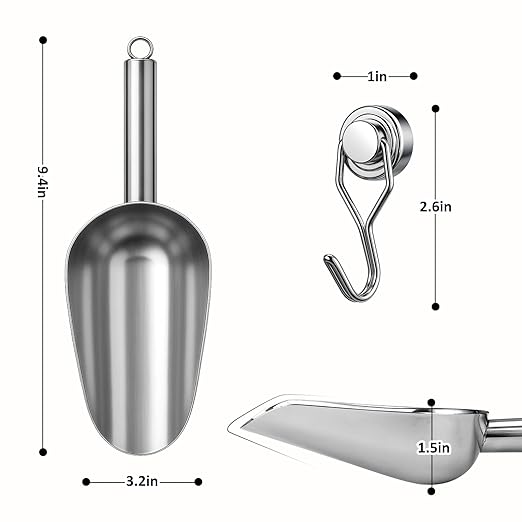Juome Stainless Steel Ice Scoop with Magnetic Holder for Ge Profile Opal 2.0 Nugget Ice Maker, Ice Scoop for Freezer for GE Profile Opal Ice Maker Machine