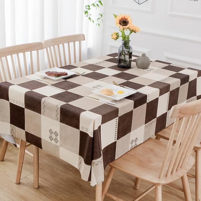 TruDelve Heavy Duty Vinyl Tablecloth Plastic Table Cloth Waterproof Wipeable PVC Table Cloth Rectangle Table (54'' x 72'', Lattice-2)