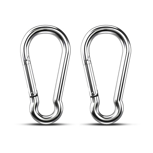 Large Carabiner Clip Hooks, 2pcs 4.7 inch Carabiners Heavy Duty, 304 Stainless Steel Spring Snap Hook Fits Camping Hanging Hiking Weight Lifting, Metal Clips for Rope or Chain