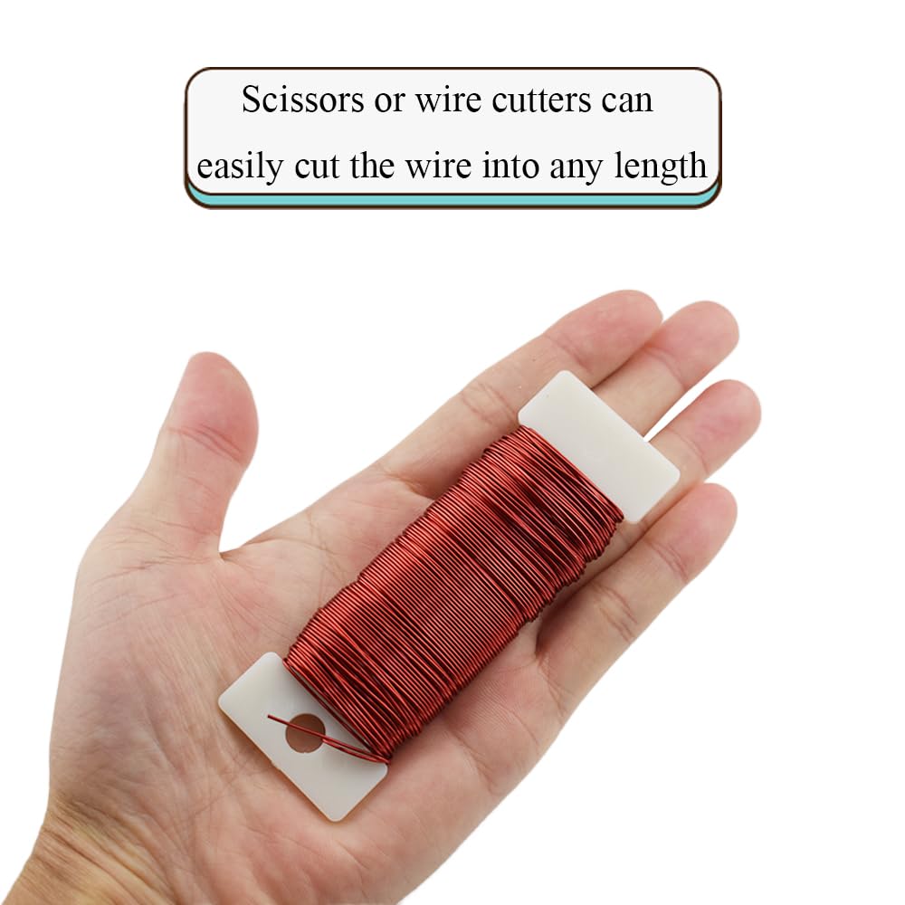 HAHIYO 22Gauge Red Metal Floral Wire - 1 Roll, 38 Yards (115 Feet) - Flexible Paddle Wire for Craft, Christmas Wreath, Flower Arrangement, Bouquet Wrapping, Wedding, DIY