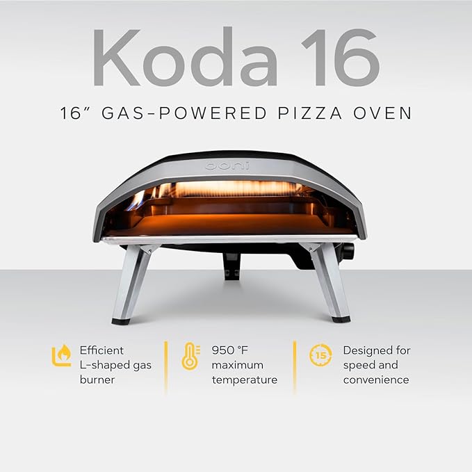 Ooni Koda 16 Natural Gas Pizza Oven - Essentials Pizza Oven Bundle - Includes 14" Perforated Pizza Peel