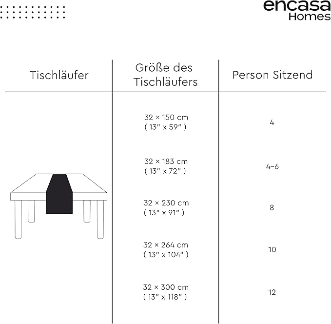 Encasa XO Cotton Dining Table Runner | Roma Grey Stripes | Size 13x118 in - Machine Washable & Durable