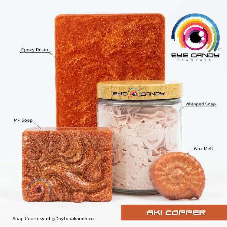 Eye Candy Pigments Premium Copper Mica Powder - AKI Copper (50gr) - for Epoxy, Resin, Soap, Paint, Woodworking, Acrylic Pouring, Bath Bombs, Fishing Lures - DIY Arts and Crafts Additive