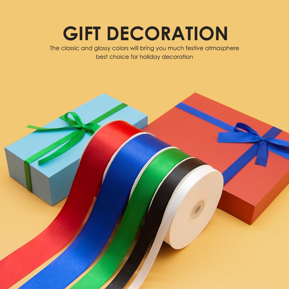 3/8" x 50 Yards Satin Ribbon - Burgundy Silk Ribbon with Spool - Ideal for Gift Wrapping, Floral Bouquets, Crafts, Wedding Party Decorations, Christmas and Sewing Projects